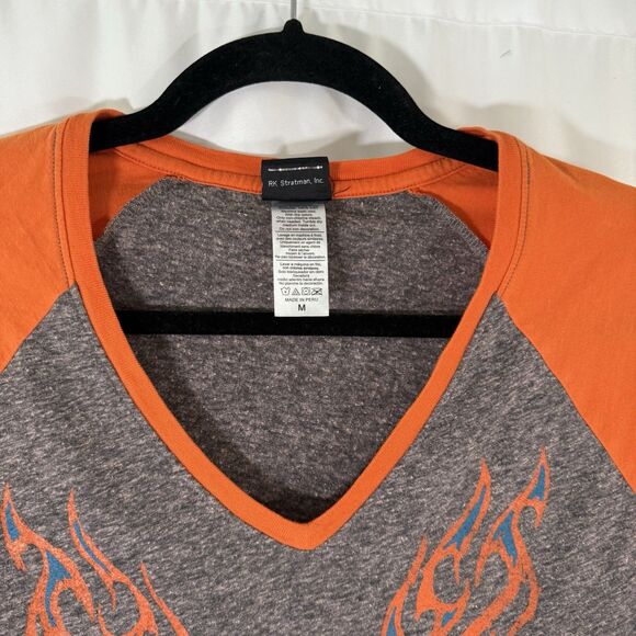 Harley Davidson Shirt Women's medium Heathered Grey Orange Short Sleeve Cotton - Picture 4 of 9